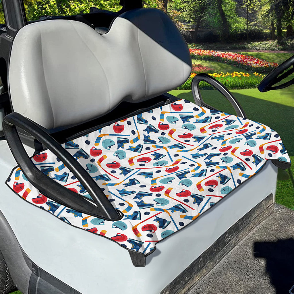 Hockey Equipment Pattern Print Golf Cart Seat Cover