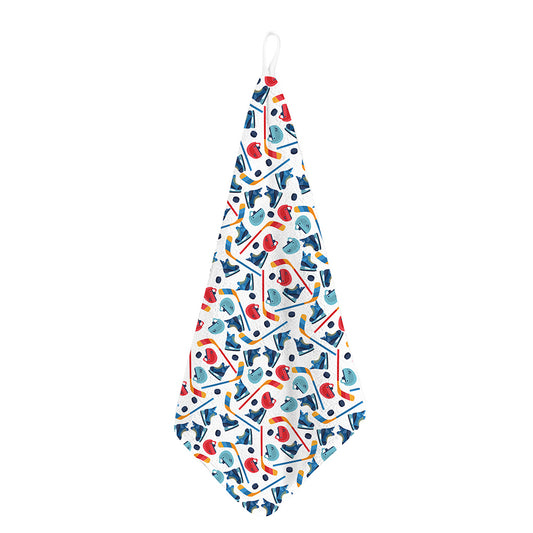 Hockey Equipment Pattern Print Hand Towel