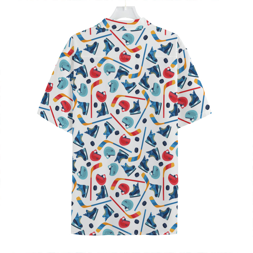 Hockey Equipment Pattern Print Hawaiian Shirt