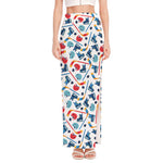 Hockey Equipment Pattern Print High Slit Maxi Skirt