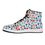 Hockey Equipment Pattern Print High Top Leather Sneakers