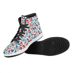 Hockey Equipment Pattern Print High Top Leather Sneakers