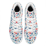 Hockey Equipment Pattern Print High Top Leather Sneakers