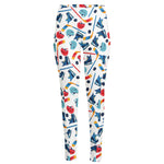 Hockey Equipment Pattern Print High-Waisted Pocket Leggings