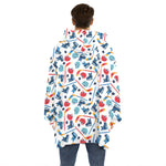 Hockey Equipment Pattern Print Hoodie Blanket