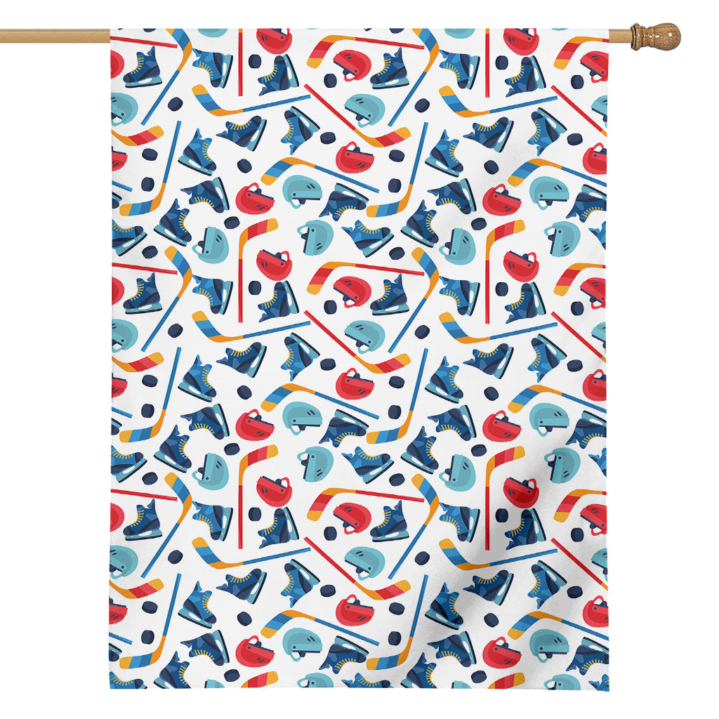 Hockey Equipment Pattern Print House Flag