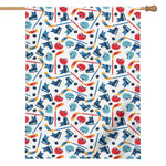 Hockey Equipment Pattern Print House Flag