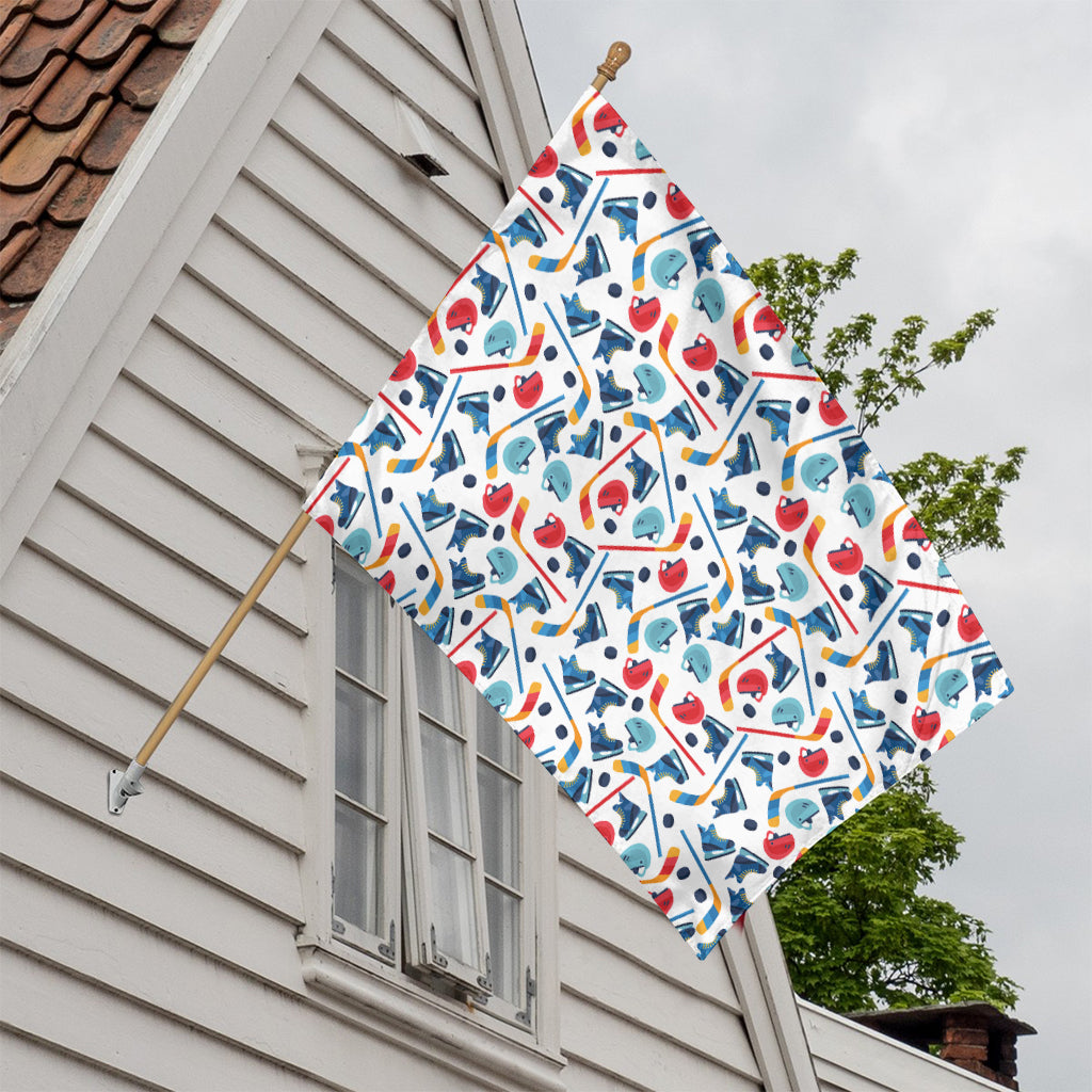Hockey Equipment Pattern Print House Flag