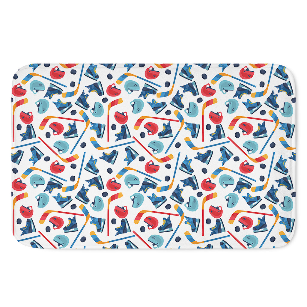 Hockey Equipment Pattern Print Indoor Door Mat