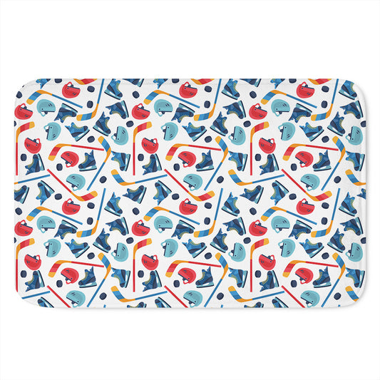 Hockey Equipment Pattern Print Indoor Door Mat