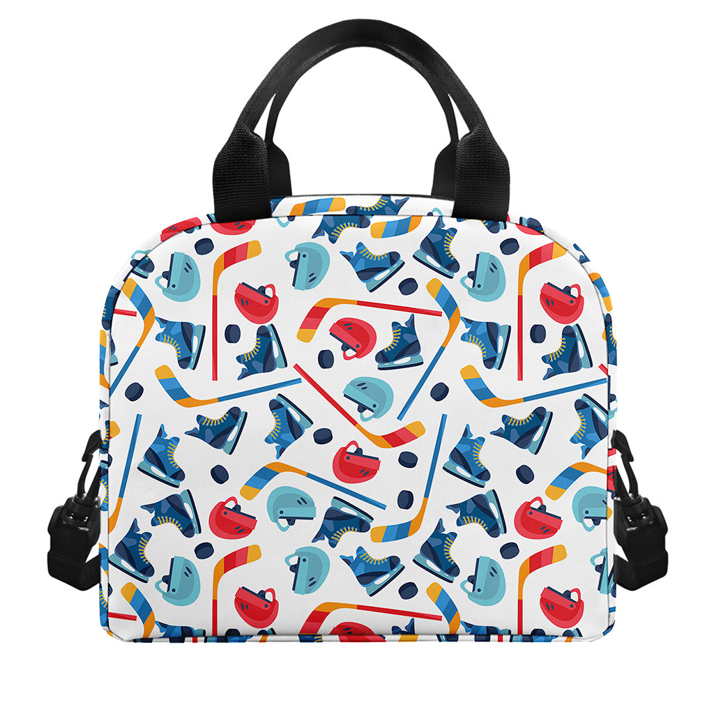 Hockey Equipment Pattern Print Insulated Lunch Bag