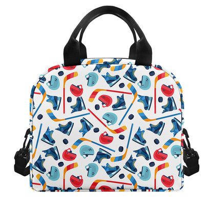 Hockey Equipment Pattern Print Insulated Lunch Bag
