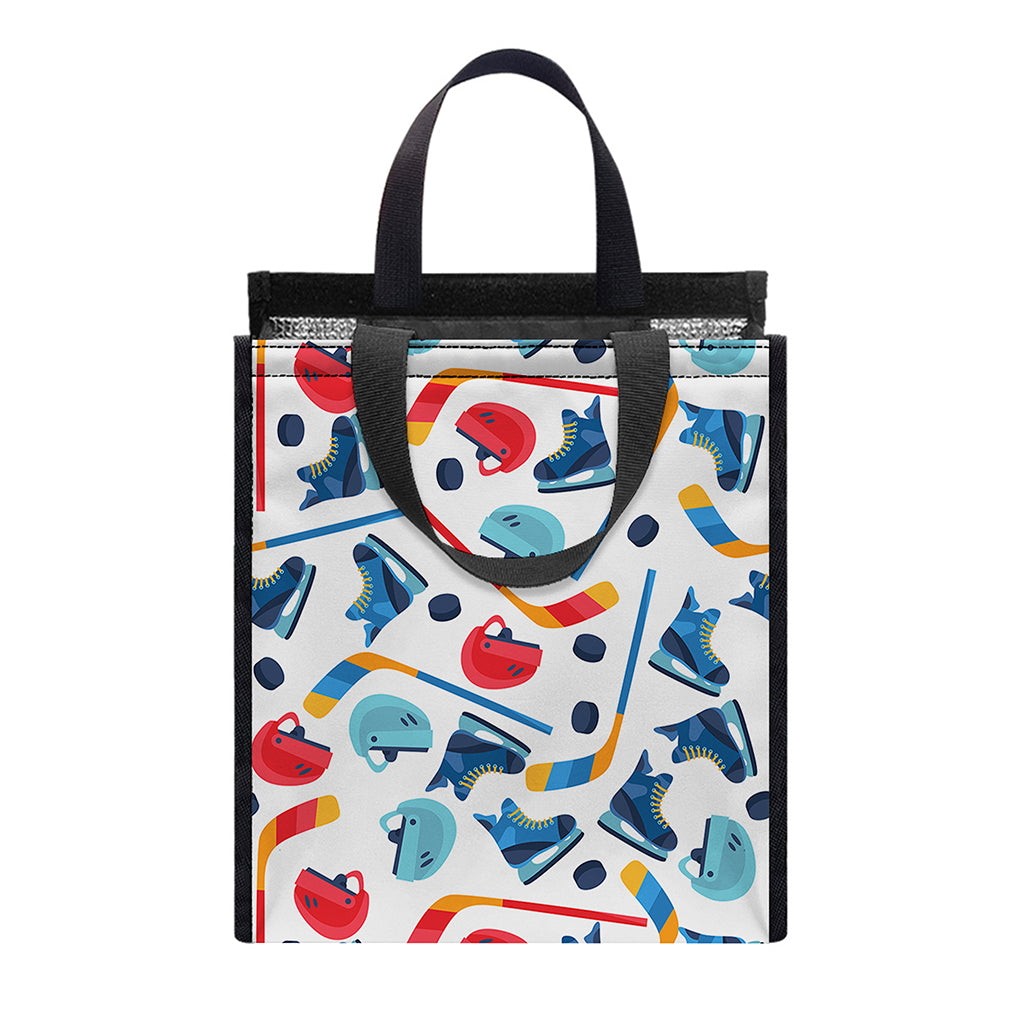 Hockey Equipment Pattern Print Insulated Lunch Tote