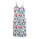 Hockey Equipment Pattern Print Jersey Midi Cami Dress