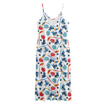 Hockey Equipment Pattern Print Jersey Midi Cami Dress