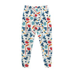 Hockey Equipment Pattern Print Jogger Pants