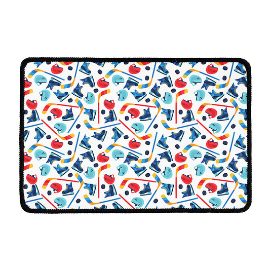 Hockey Equipment Pattern Print Kitchen Mat