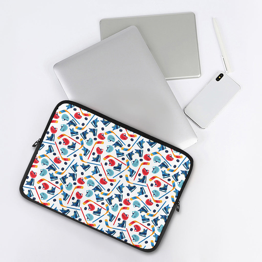 Hockey Equipment Pattern Print Laptop Sleeve
