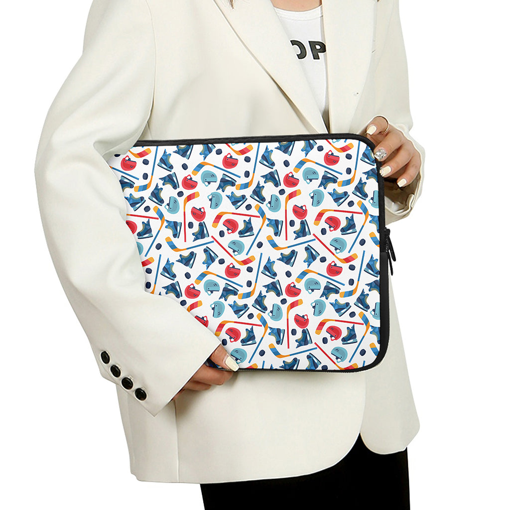 Hockey Equipment Pattern Print Laptop Sleeve