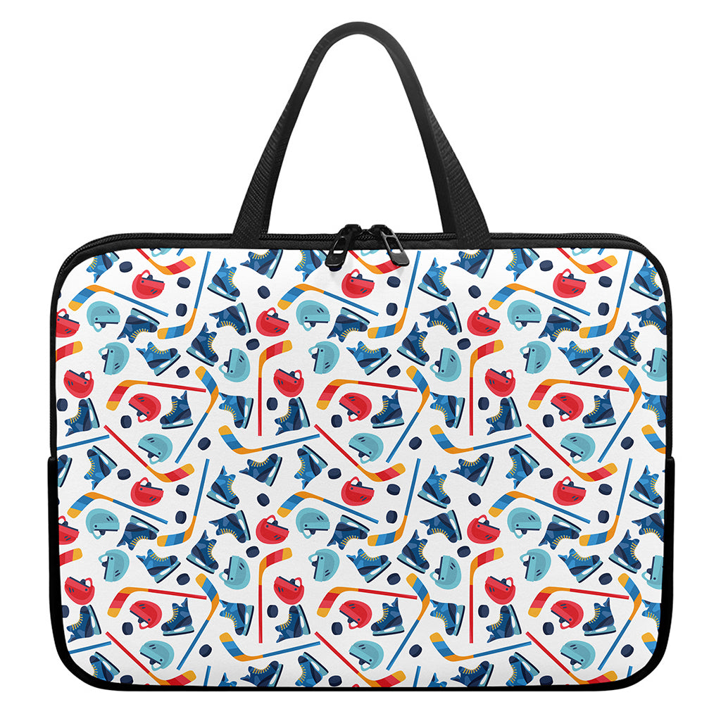 Hockey Equipment Pattern Print Laptop Sleeve With Handle