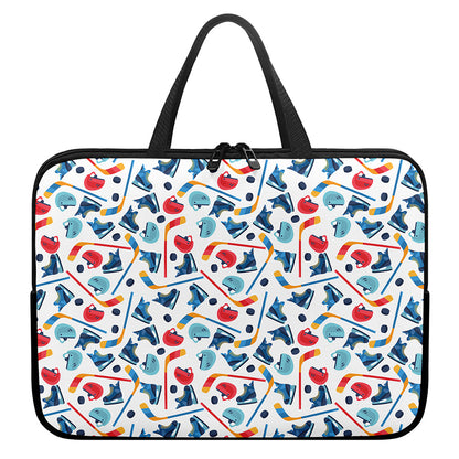 Hockey Equipment Pattern Print Laptop Sleeve With Handle
