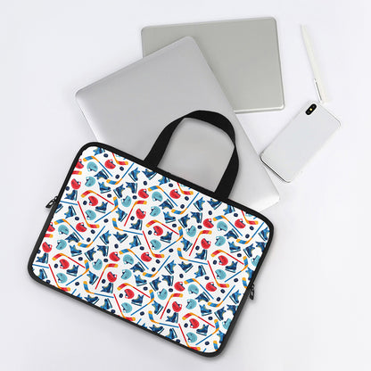 Hockey Equipment Pattern Print Laptop Sleeve With Handle