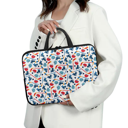 Hockey Equipment Pattern Print Laptop Sleeve With Handle