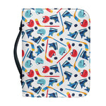 Hockey Equipment Pattern Print Leather Bible Cover