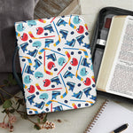 Hockey Equipment Pattern Print Leather Bible Cover
