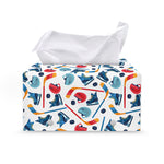 Hockey Equipment Pattern Print Leather Tissue Box Cover