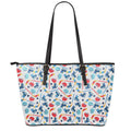 Hockey Equipment Pattern Print Leather Tote Bag With Zipper