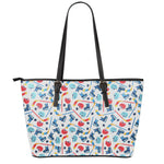 Hockey Equipment Pattern Print Leather Tote Bag