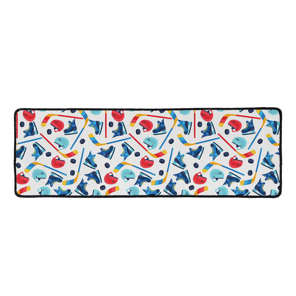 Hockey Equipment Pattern Print Long Kitchen Mat