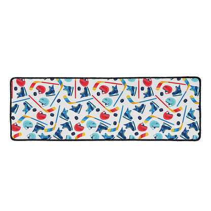 Hockey Equipment Pattern Print Long Kitchen Mat