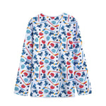 Hockey Equipment Pattern Print Long Sleeve Short Coat