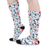 Hockey Equipment Pattern Print Long Socks