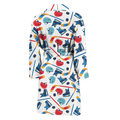Hockey Equipment Pattern Print Men's Bathrobe