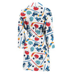 Hockey Equipment Pattern Print Men's Bathrobe