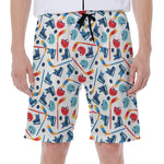 Hockey Equipment Pattern Print Men's Beach Shorts