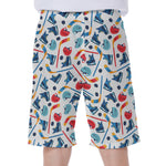 Hockey Equipment Pattern Print Men's Beach Shorts