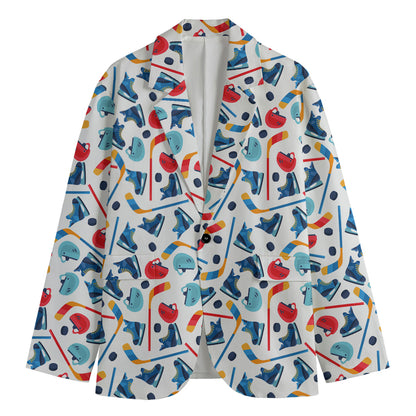 Hockey Equipment Pattern Print Men's Blazer