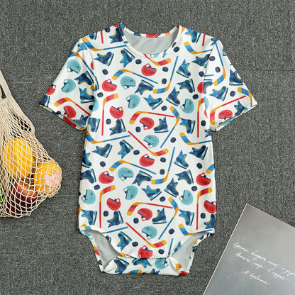 Hockey Equipment Pattern Print Men's Bodysuit