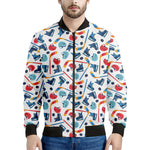 Hockey Equipment Pattern Print Men's Bomber Jacket