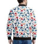 Hockey Equipment Pattern Print Men's Bomber Jacket