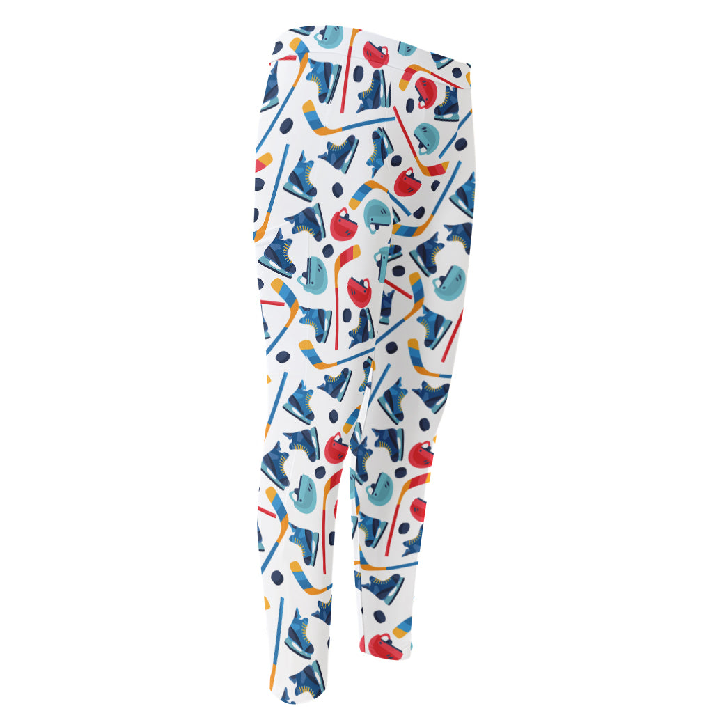 Hockey Equipment Pattern Print Men's Compression Pants