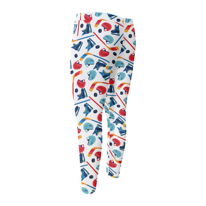 Hockey Equipment Pattern Print Men's Compression Pants