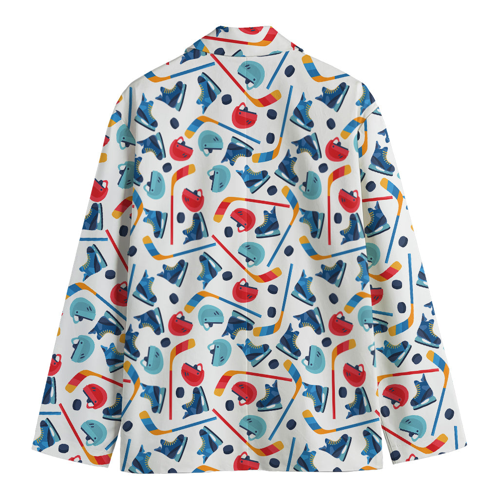 Hockey Equipment Pattern Print Men's Cotton Blazer