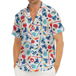 Hockey Equipment Pattern Print Men's Deep V-Neck Shirt