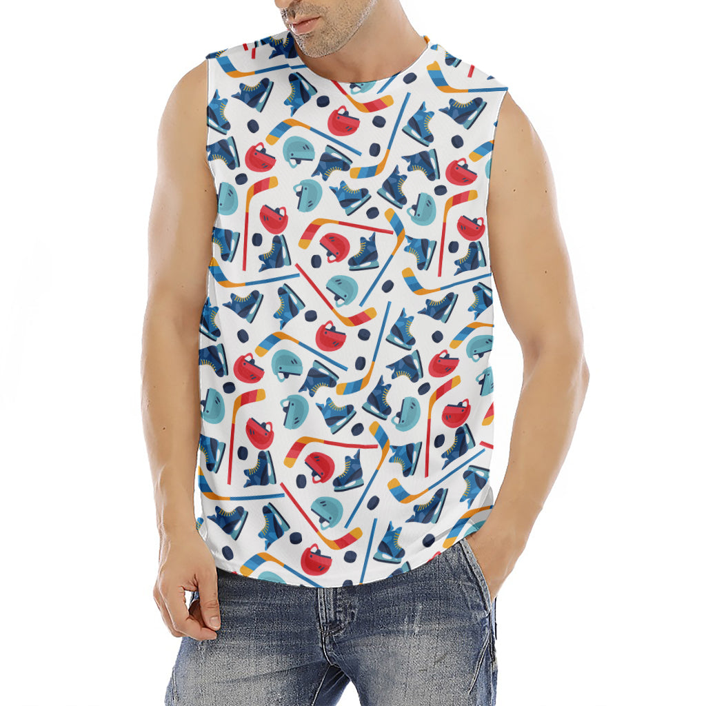 Hockey Equipment Pattern Print Men's Fitness Tank Top