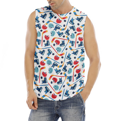 Hockey Equipment Pattern Print Men's Fitness Tank Top